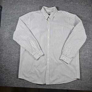 LL Bean Mens XL Tall Striped Button Down Shirt Blue White Cotton 277850